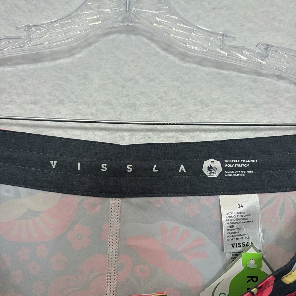 Vissla Swim Shorts Mens 34 Board Floral Upcycle Cocotex Stretch Trunks Surf NEW